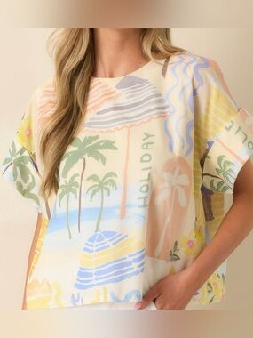 Prosperina Baileigh Multi Print Cotton Top 
Size XS